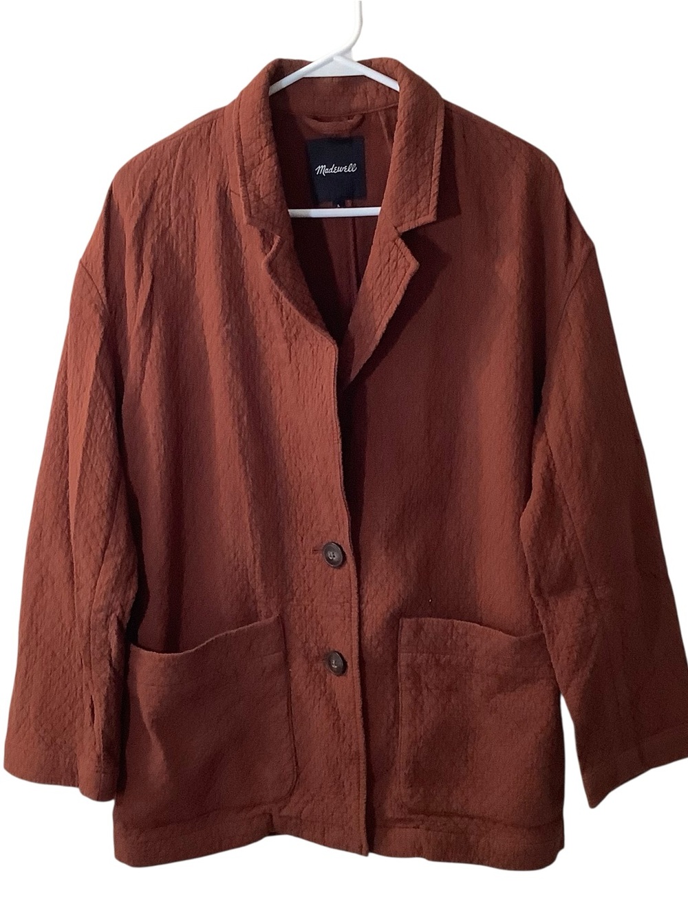 Madewell Rust Brown Relaxed Textured Blazer